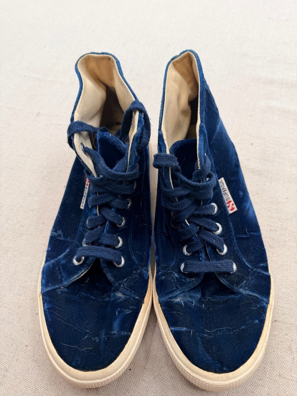 Superga Navy Velvet High-Top Sneakers